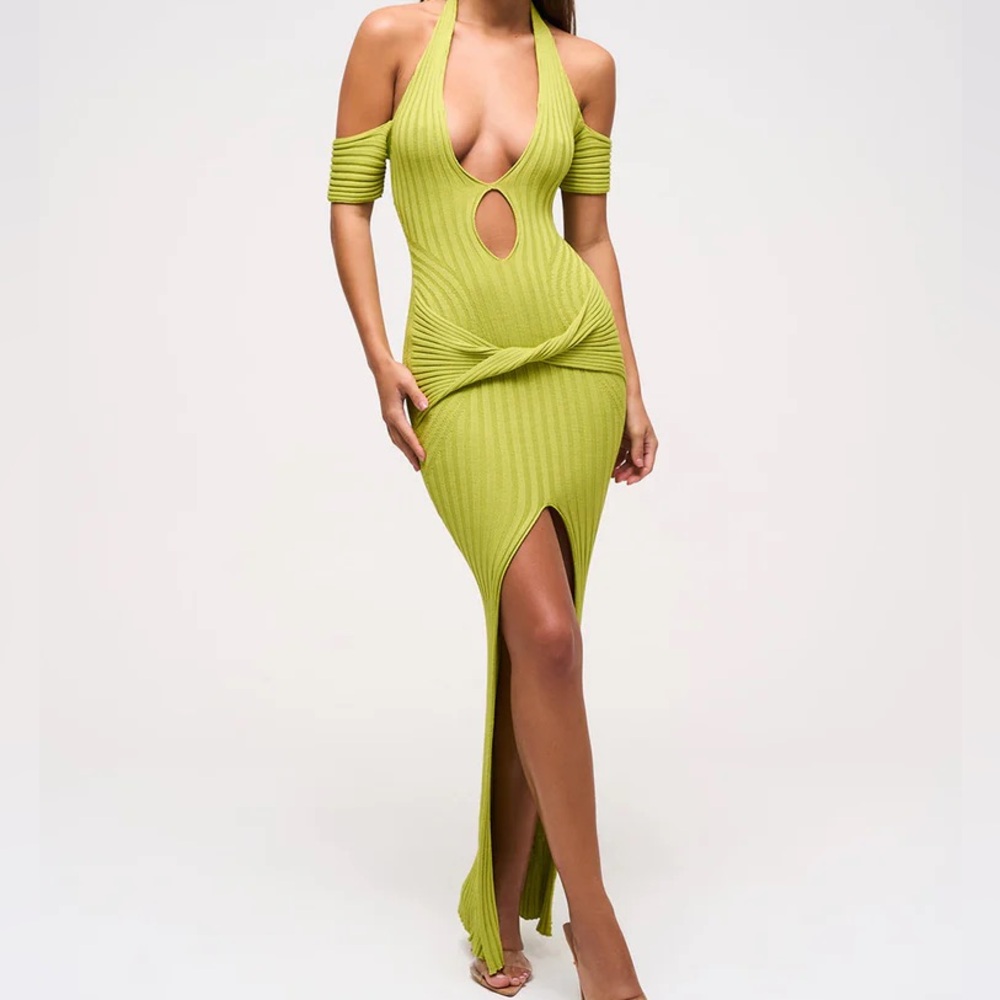Elegant Green Halter Dress